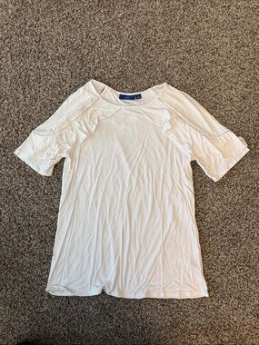a new day White Short Sleeve Ruffle Shoulder Top